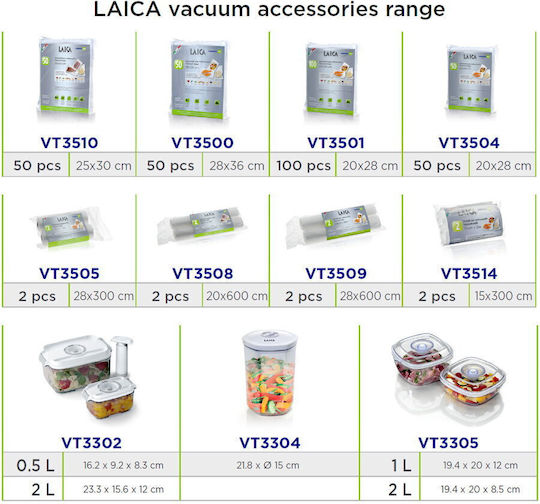 Laica VT3505 Σαγρέ Σακούλες για Συσκευές Vacuum 280mm x 3m 2 Ρολά
