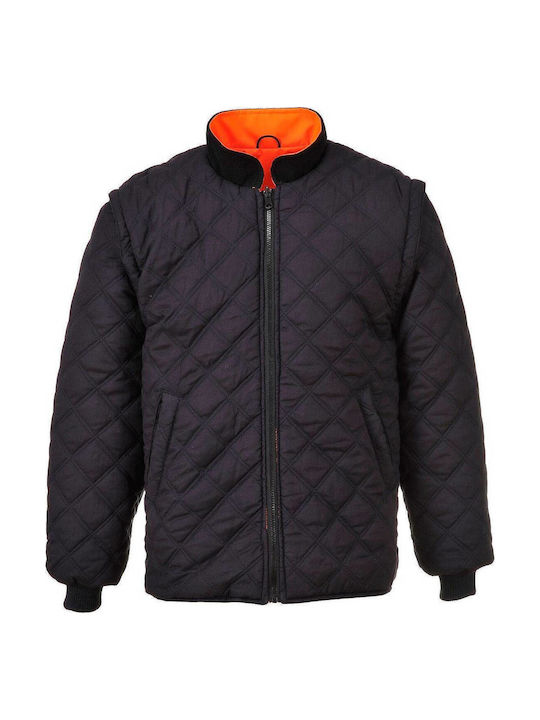 Portwest Work Jacket Reflective with Removable Fleece Lining and Detachable Hood Orange
