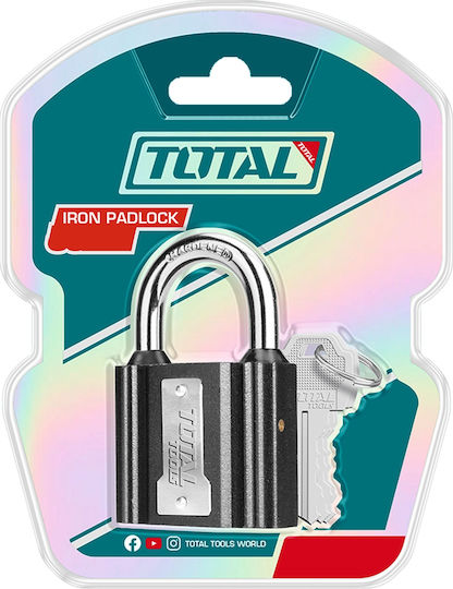 Total Steel Padlock Brass with Key 38mm Black 1pcs