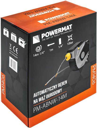 Powermat Pm-abnw-14-m Furtun Pneumatic 14m 150 Psi Tambur Automat 3.6 Kg
