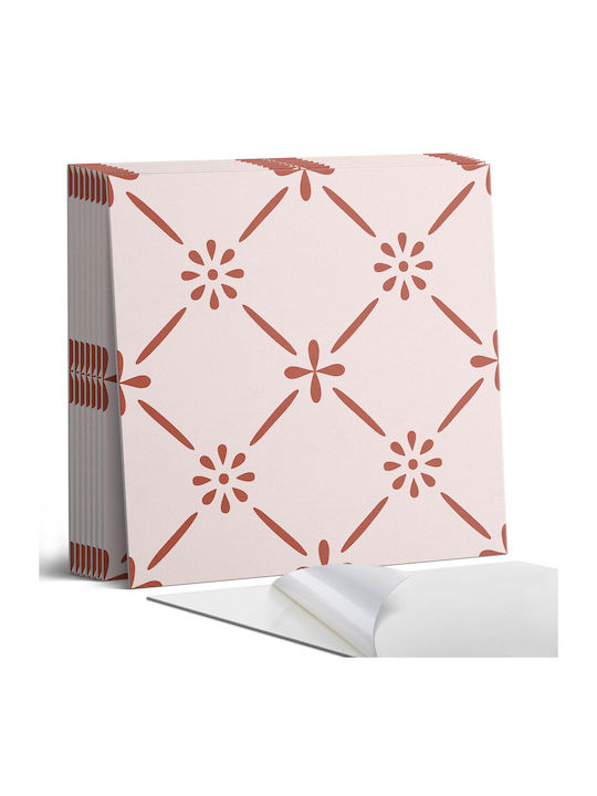 Set Wandsticker Vinyl Fliesen Druck Elegantes Blumenmuster 9x30x30 Stück