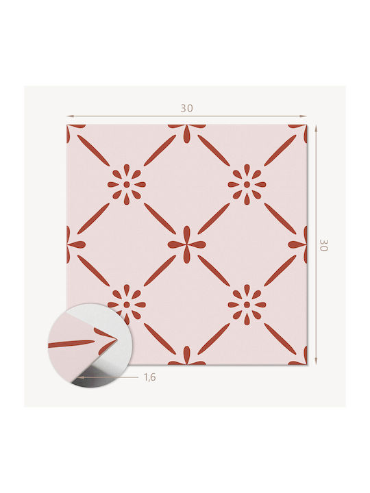 Set Wandsticker Vinyl Fliesen Druck Elegantes Blumenmuster 9x30x30 Stück