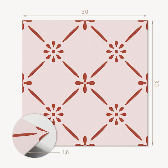 Set of Vinyl Tile Stickers Printed Elegant Floral Pattern 9x30x30 Pieces