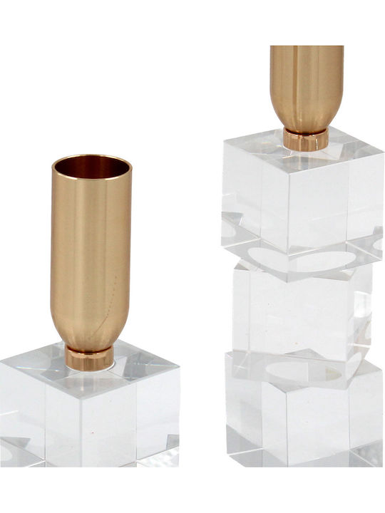 Keskor Set Candle Holders Crystal in Transparent Colour 3 Pieces