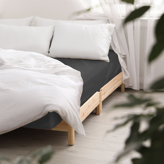 Darymex Bettlaken King Size mit Gummiband 200x220cm. Schwarz