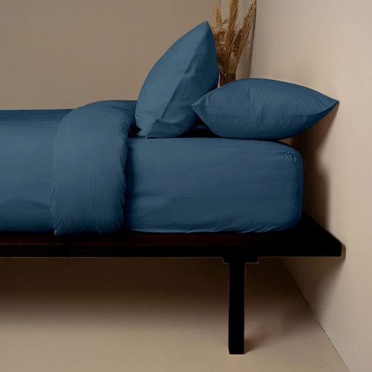 Sunshine Cotton Feelings 121 Single Bed Sheet 165x270cm Sea Blue