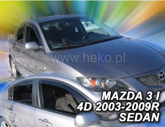 Heko Set of Windbreakers Front and Rear Car Dark Fime for Mazda 3 4pcs