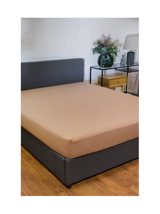 Naf Naf King Size Bed Sheet with Rubber Hugger 180x200cm Warm Taupe