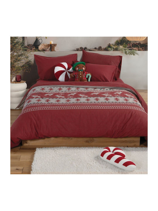 Nef-Nef Homeware Сет Чаршафи Фланелени 240x260см. Tinsel Bordo 4бр