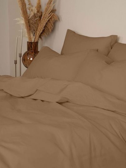 Sunshine Cotton Feelings 118 Bed Sheet Double With Rubber Hugger 120x200+30cm Brown