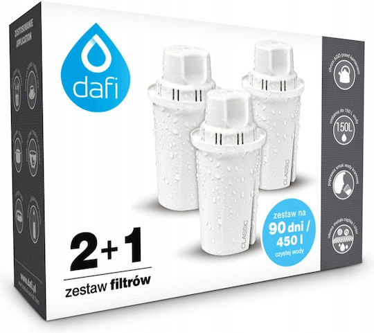 Dafi Water Filter Replacement for Pitcher made of Activated Carbon 3pcs