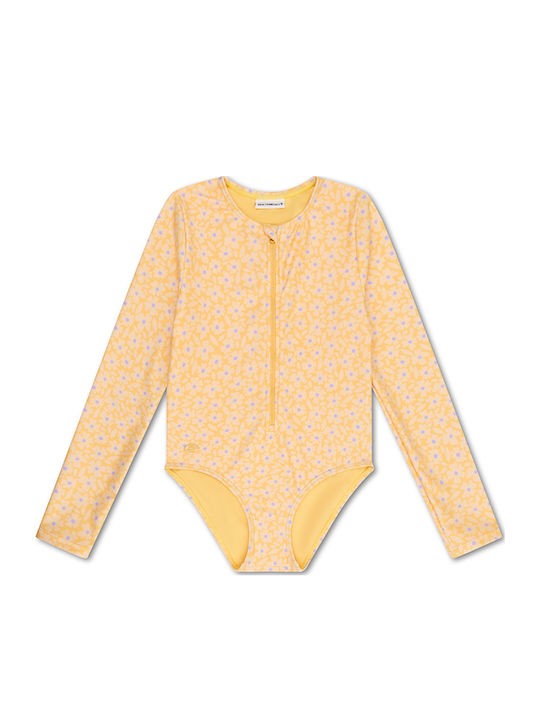 Swim Essentials Детски Бански Цял С Дълъг Ръкав Жълти Цветя