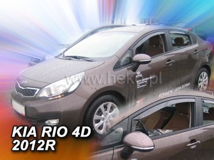 Heko Set of Windbreakers Front and Rear Car Dark Fime for Kia Rio 4pcs
