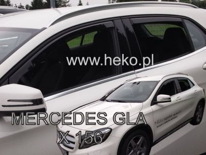 Heko Set of Windbreakers Front and Rear Car Dark Fime for Mercedes-Benz GLA X156 5D 2013-2019 4pcs
