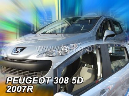 Heko Set of Windbreakers Front Car Dark Fime for Peugeot 308 2pcs