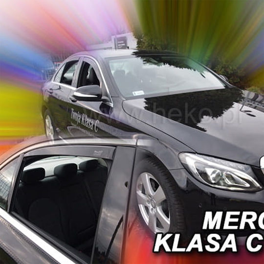Heko Set of Windbreakers Front and Rear Car Dark Fime for Mercedes-Benz C Class 4pcs