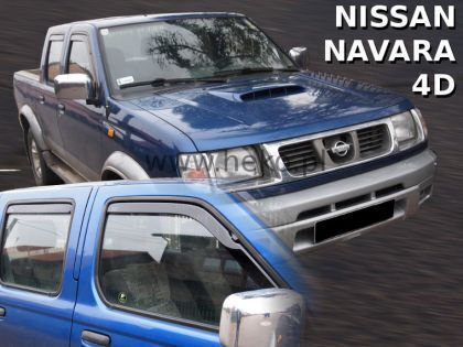 Heko Set of Windbreakers Front and Rear Car Dark Fime for Nissan Navara / NP300 / PickUp 4D 2001-2005 4pcs
