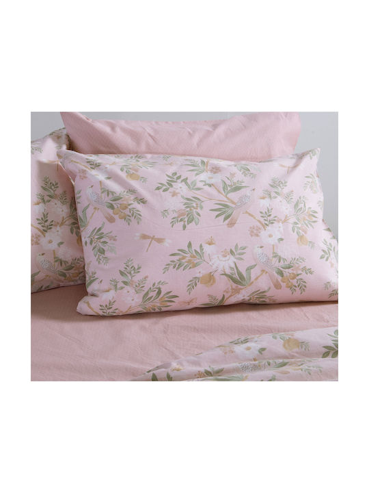 Nef-Nef Homeware Homeware Μαξιλαροθήκη με Φάσα Ροζ 52x72εκ.
