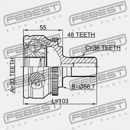Febest Volvo S80 2007 Außengelenk 36000521