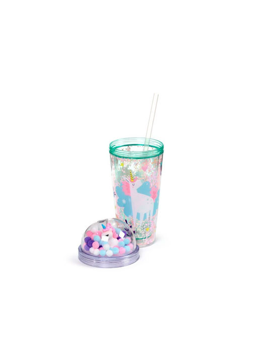 Puckator Glass Cup with Straw 500ml