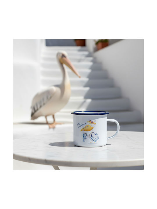 Enamel Mug Greek Me Up 360ml Pelican Tct11306