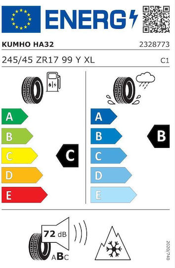 Kumho Ha32xl Tl 245/45R17 99Y XL Λάστιχο 4 Εποχών για Επιβατικό Αυτοκίνητο