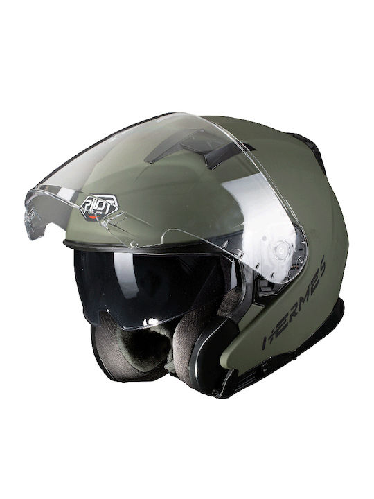 Pilot Hermes SV Mat Military Motorradhelm Jet ECE 22.06 1400gr mit Sonnenblende