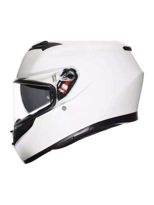 AGV K3 MPLK Mono Alb Casca Moto Față Întreagă ECE 22.06 1500gr cu Pinlock și Sunvisor