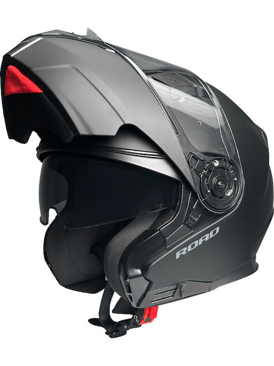 Pilot Road II Matt Black Motorradhelm Aufklappbar ECE 22.06 1600gr mit Sonnenblende