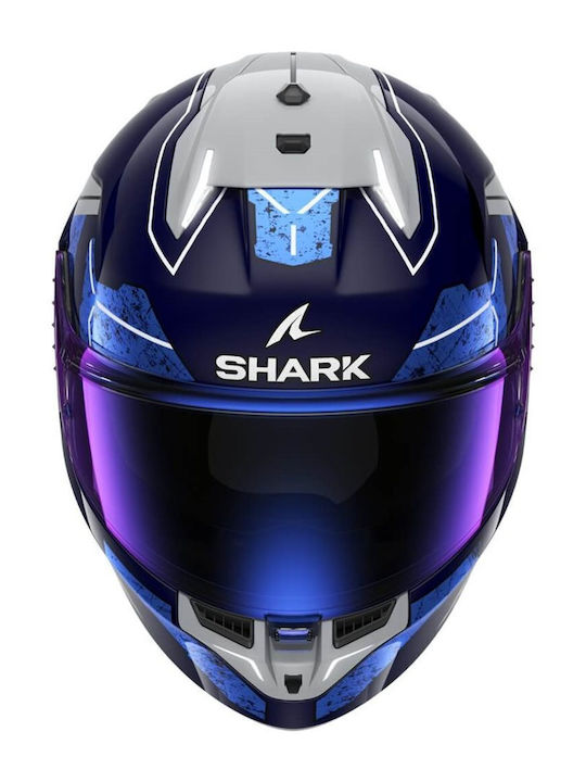 Shark Skwal I3 Phad Blue / Chrome / Silver Motorcycle Helmet Full Face ECE 22.06 1585gr with Pinlock
