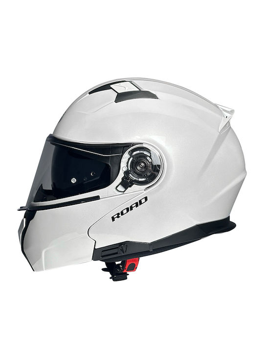Pilot Road II Gloss White Motorradhelm Aufklappbar ECE 22.06 1600gr mit Sonnenblende
