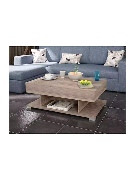 Rectangular Central Smart Wooden Coffee Table with Lifting Mechanism Grey W110xD70xH39cm