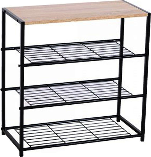 Wooden Shoe Organizer Rail With 4 Black Shelves 63x30x63cm 10-0014 Wooden Shoe Organizer Rail With 4 Black Shelves 63x30x63cm 10-0014