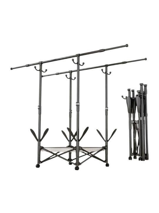 Folding Floor Clothes Drying Rack Metallic with Wheels