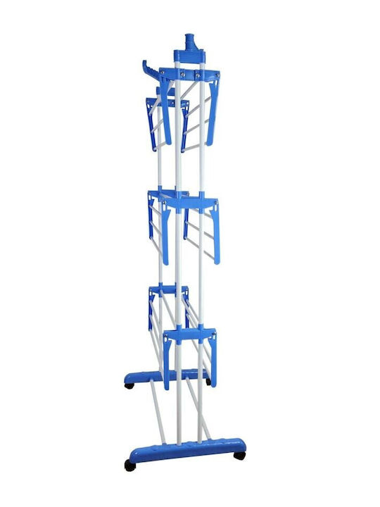 Bass Polska Folding Floor Clothes Drying Rack for Balcony Made of Aluminum with Wheels 162x78cm