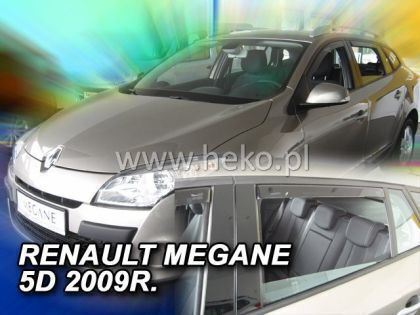 Heko Set of Windbreakers Front and Rear Car Dark Fime for Renault Megane 4pcs
