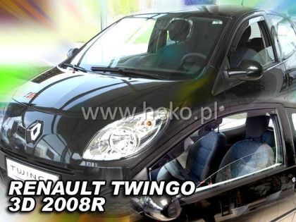 Heko Set of Windbreakers Front Car Dark Fime for Renault Twingo 3D 2008 2pcs