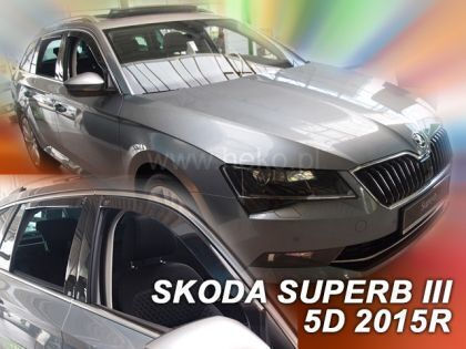 Heko Set of Windbreakers Front and Rear Car Dark Fime for Skoda Superb 4pcs