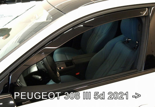 Heko Set of Windbreakers Front Car Dark Fime for Peugeot 308 III 5D 2021 2pcs
