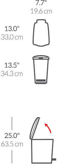 Simplehuman Κάδος Απορριμμάτων Πλαστικός με Πεντάλ 10lt
