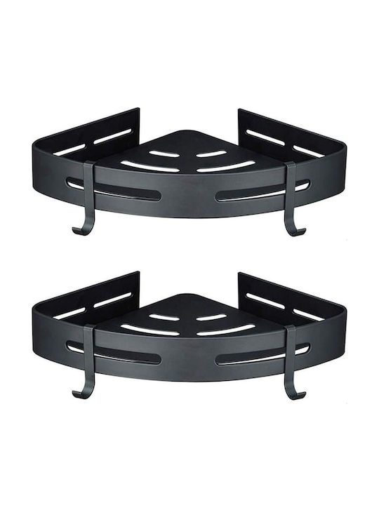 Udear Shelf Ъглова Стенна Етажерка за Баня Черна