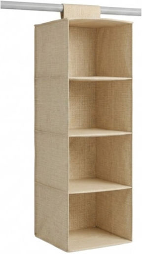 Rolinger Hängende Kleideraufbewahrung für Kleidung Unterwäsche Socken in Beige 30x30x80cm