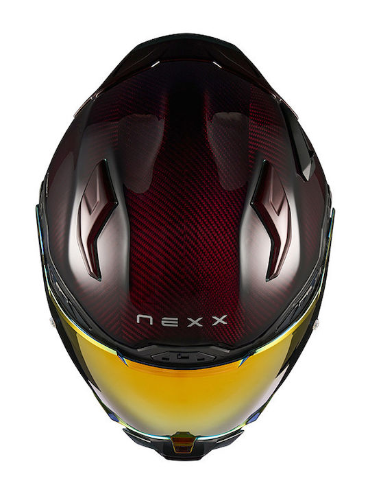 Nexx X.WST3 Lava Carbon Red Motorcycle Helmet Full Face DOT / ECE 22.06 1600gr with Pinlock and Sun Visor