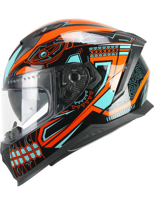 CGM Blast Maya 311M Black/Orange/Blue Motorcycle Helmet Full Face ECE 22.06 1550gr with Pinlock and Sunvisor