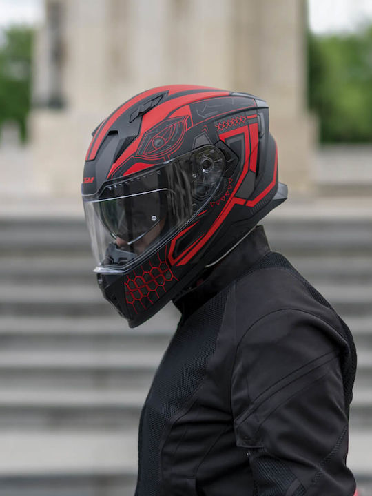 CGM Blast Maya 311M Black/Red Matt Motorcycle Helmet Full Face ECE 22.06 1550gr with Pinlock and Sunvisor