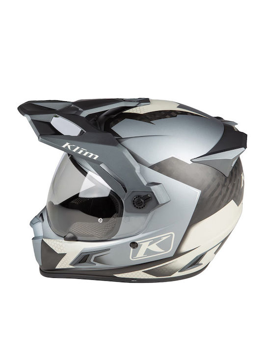 Klim Dual Krios Pro Charger Grey Motorcycle Helmet On-Off ECE 22.06 with Pinlock