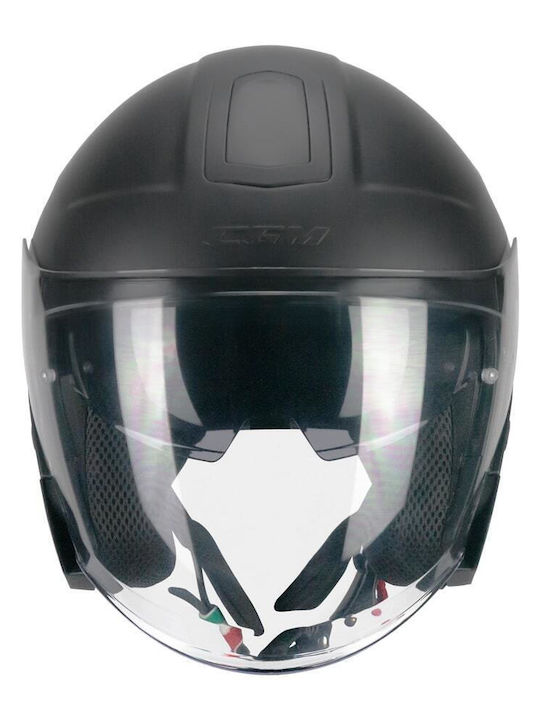 CGM RNA Mono 136A Black Matt Motorcycle Helmet Jet ECE 22.06 1400gr with Sun Visor
