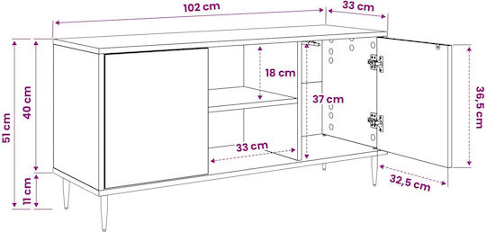 TV Stand Kiel Black Oak 102x33x51cm