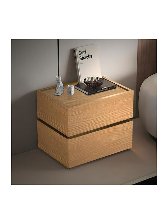 Bedside Table Sonlen Wooden Black 60x40x44.5cm