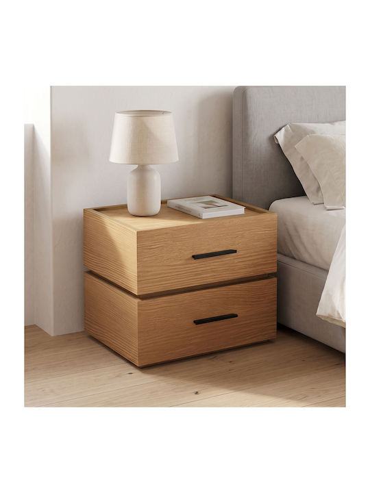 Bedside Table Sonlen Wooden Black 60x40x44.5cm